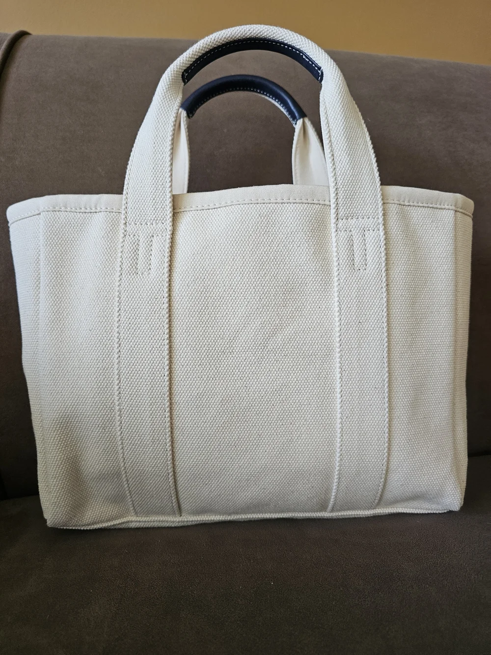 Tory Burch Cream Canvas Logo Tote